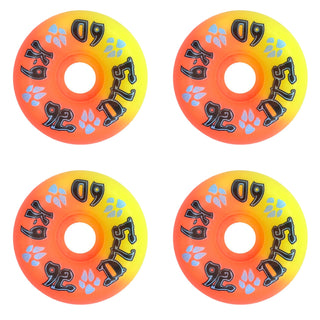 Dogtown Skateboard Wheels 60mm K-9 80's 92A Neon Yellow/Neon Orange Old School