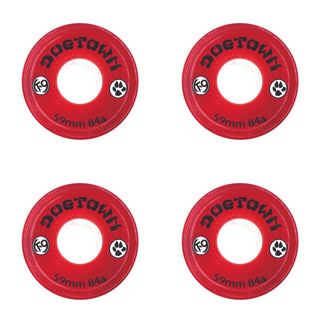 Dogtown Skateboard Wheels 59mm K-9 Premium Cruiser 84A Clear Red