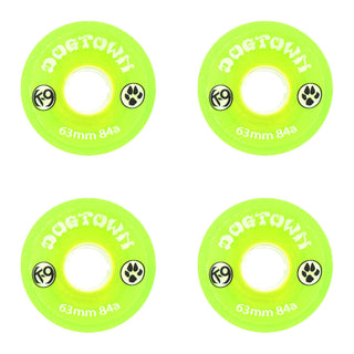 Dogtown Skateboard Wheels 63mm K-9 Premium Cruiser 84A Clear Lime