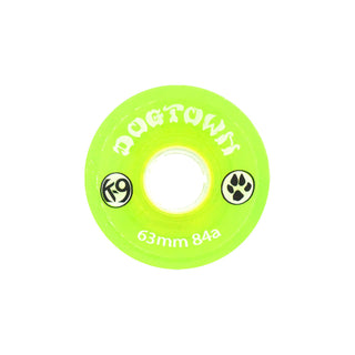 Dogtown Skateboard Wheels 63mm K-9 Premium Cruiser 84A Clear Lime