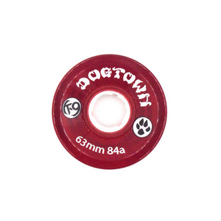 Dogtown Skateboard Wheels 63mm K-9 Premium Cruiser 84A Clear Red