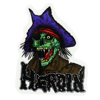 Heroin Skateboards Sticker Dern KO2 Pirate 4" x 5"