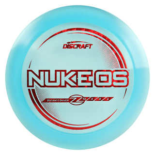 Discraft Disc Golf Z Line Nuke OS Distance Driver 13/4/0/4 Light Blue/Red Shatter 173-174g