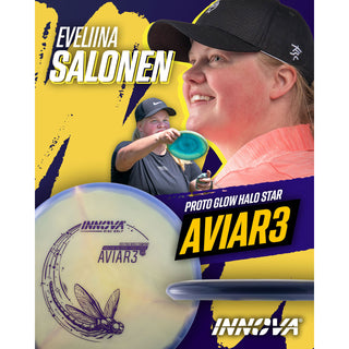 Innova Disc Golf Eveliina Salonen Tour Series Proto Glow Star Aviar3 Putter 3/2/0/2 Blue/Pink Flowers 173 grams