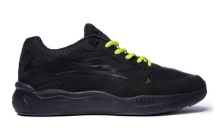 Lakai Skateboard Shoes Evo 2.0 Black/Neon Green Suede Mens