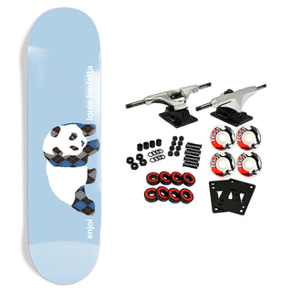 Enjoi Skateboard Complete Louie Barletta Argyle Panda Light Blue 8.0" x 31.6"