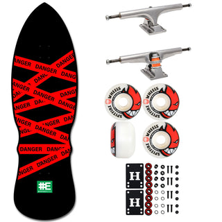 Everybody Skates Skateboard Complete Danger Big Board Black 12.3" x 40" with Independent Trucks, Spitfire Wheels
