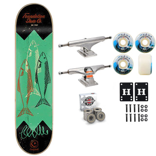 Foundation Skateboard Complete Aidan Campbell Fish Tin 8.25" x 32" Independent Satori Upgrade