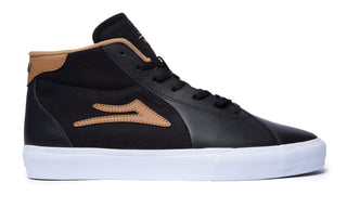 Lakai Skateboard Shoes Flaco II Mid Black/Tobacco Leather Mens