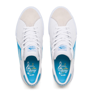 Lakai Skateboard Shoes Flaco II White/Cyan Leather