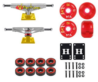 Venture Skateboard Trucks Team Full Bleed 92 5.0 (7.63") with 52mm Wheels, Bearings, Hardware