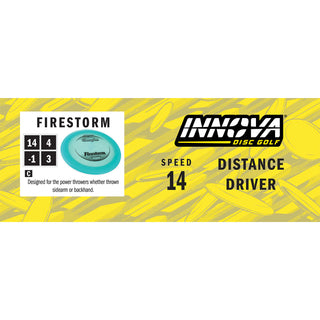 Innova Disc Golf Champion Firestorm Distance Driver 14/4/-1/3 Light Blue/Holo Shimmer 167 grams