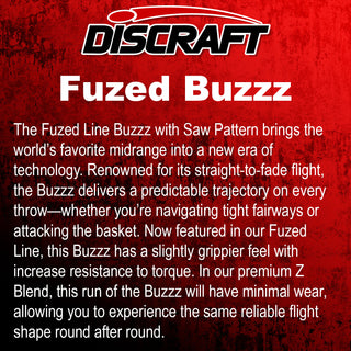 Discraft Disc Golf Fuzed Line Buzzz with Saw Pattern Midrange 5/4/-1/1 Clear with Blue Saw/Black 170-172g