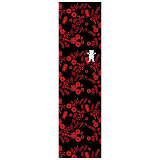 Grizzly Grip Skateboard Griptape Smell The Flowers Black/Red 9" x 33" Sheet