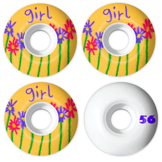 Girl Skateboard Wheels 56mm Flowers 99AWhite