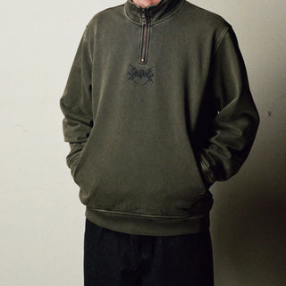 Welcome Skateboards Sweatshirt Gouge Embroidered Quarter Zip Forest Night