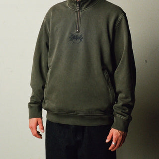 Welcome Skateboards Sweatshirt Gouge Embroidered Quarter Zip Forest Night