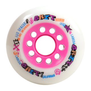 Labeda Grit Evo Outdoor Roller Hockey Wheel - White/Pink 80mm - Single Wheel