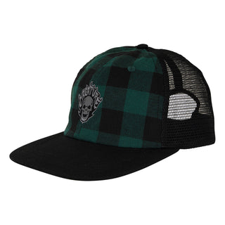 Creature Skateboards Hat Bonehead Flame Wash Mesh Trucker Green Flannel