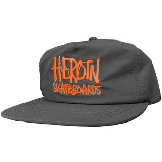 Heroin Skateboards Hat Script Nylon Snapback Black/Orange