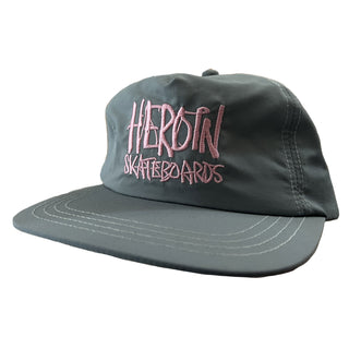 Heroin Skateboards Hat Script Nylon Snapback Grey/Pink