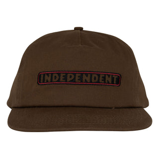 Independent Trucks Hat Bar Logo Snapback Unstructured Dark Chocolate