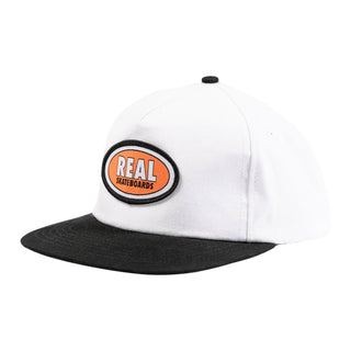 Real Skateboards Hat Oval Snapback White/Black/Red