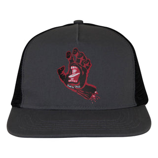Santa Cruz Skateboards Hat Screaming Hand Front Mesh Trucker Grey/Black