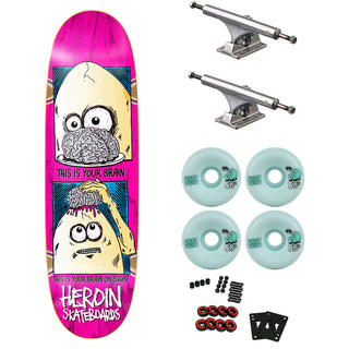 Heroin Premium Skateboard with Ace Trucks, Snot Wheels 9.5" Brain On Eggs