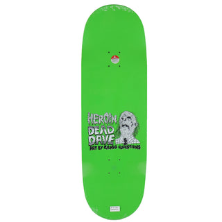 Heroin Skateboard Deck Dead Dave Dead Head Green 10.125" x 32.425"
