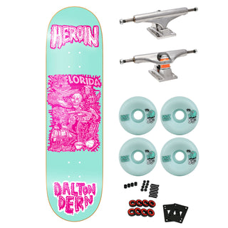 Heroin Premium Skateboard with Indy Trucks, Snot Wheels 8.5" Dern Allegory of Fear