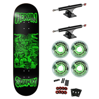 Heroin Premium Skateboard with Ace Trucks, Snot Wheels 9" Swampy Allegory of Fear