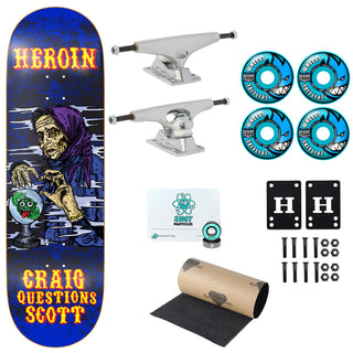 Heroin Premium Complete Skateboard Craig Questions KO2 Fortune Teller 9.25" Ft. Krux/Spitfire/Quantum