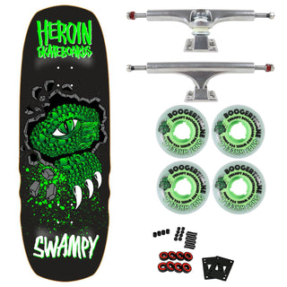 Heroin Premium Skateboard with Ace Trucks, Snot Wheels 10.5" Swampy Alligator Shovel