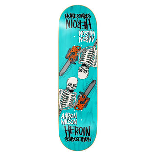Heroin Skateboard Deck Aaron Wilson Chainsaw Skeletons Symmetrical 8.5" x 32" Assorted