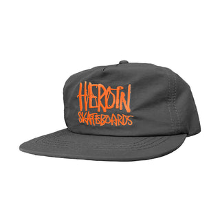 Heroin Skateboards Hat Script Nylon Snapback Grey/Orange