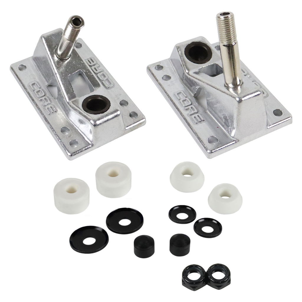 Core Trucks 6-Hole Baseplates Hollow Kingpin Silver with 95A Bushings ...