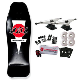 Hosoi Skateboard Complete Hammerhead Double Kick Black 10.25" x 31" Old School