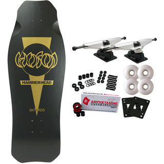 Hosoi Skateboard Complete Screened OG Hammerhead Matte Black/Gold 10.5" x 31" Old School