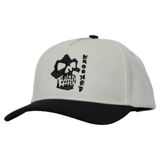 Krooked Skateboards Hat Skulls Off White/Black Snapback