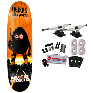 Heroin Skateboard Complete Basalt On Precinct 13 Egg 8.75" x 31.6"