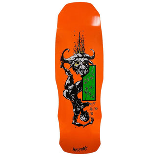 Welcome Skateboard Deck Horny on Dark Lord 9.75" x 31.75" Neon Orange