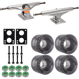 Independent Skateboard Trucks Stage 11 169 (9.125") Polished Silver Trucks - Globe Retro Flex 58mm 78a Wheels Clear Black - Abec 7 Bearings