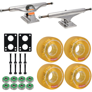 Independent Skateboard Trucks Stage 11 169 (9.125") Polished Silver - Globe Bruiser 58mm 83a Wheels Clear Honey - Abec 7 Bearings