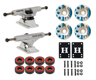 Independent Skateboard Trucks Tiago Mid 144 8.2" + Triclops Wheels, Bearings Kit