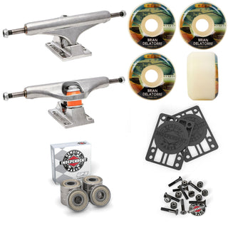 Independent Skateboard Trucks 159 + Satori 52mm 101A Wheels Indy Bearings Hardware Risers