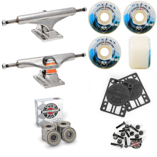 Independent Skateboard Trucks 159 + Satori 54mm 101A Wheels Indy Bearings Hardware Risers