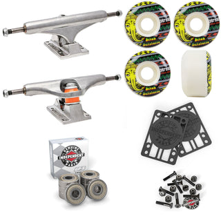Independent Skateboard Trucks 159 + Satori 52mm 101A Wheels Indy Bearings Hardware Risers