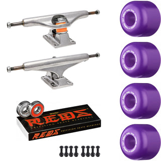 Independent Skateboard Package - 169 (9.12") Trucks, Powell Peralta Mini-Cubic Purple Wheels, Amp 5 Bearings
