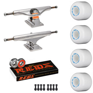 Independent Skateboard Package - 169 (9.12") Trucks, Powell Peralta Mini-Cubic White Wheels, Amp 5 Bearings